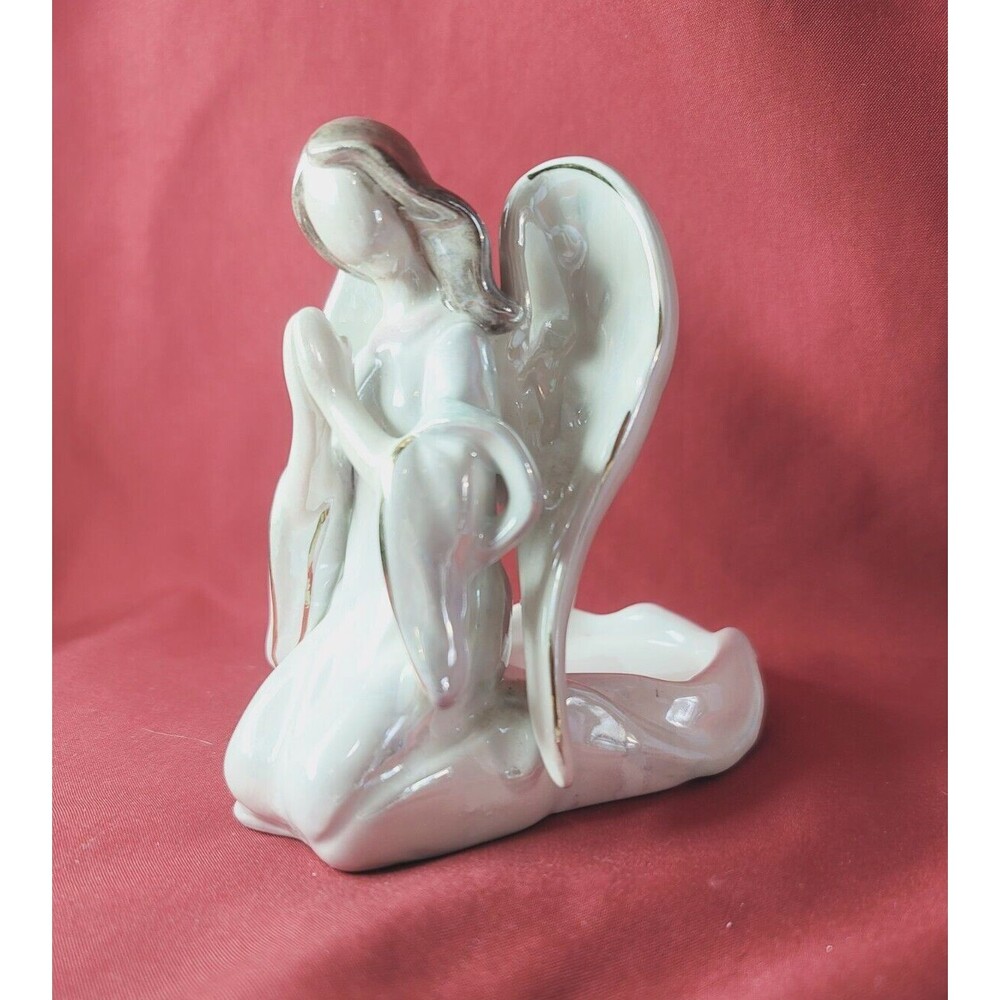 Angel Candle Holder Kneeling Praying Ceramic Holiday Decoration